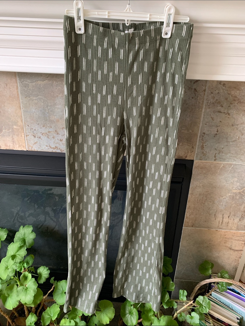 aerie Olive Green Patterned Boot-Cut Flare Pants